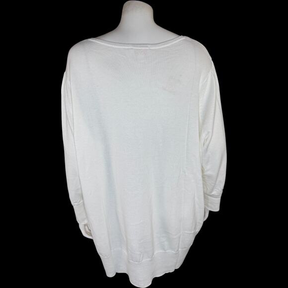 Belle by Kim Gravel Puff Sleeve V-Neck Sweater Cream Cotton Rayon 2X NWOT - Picture 4 of 13